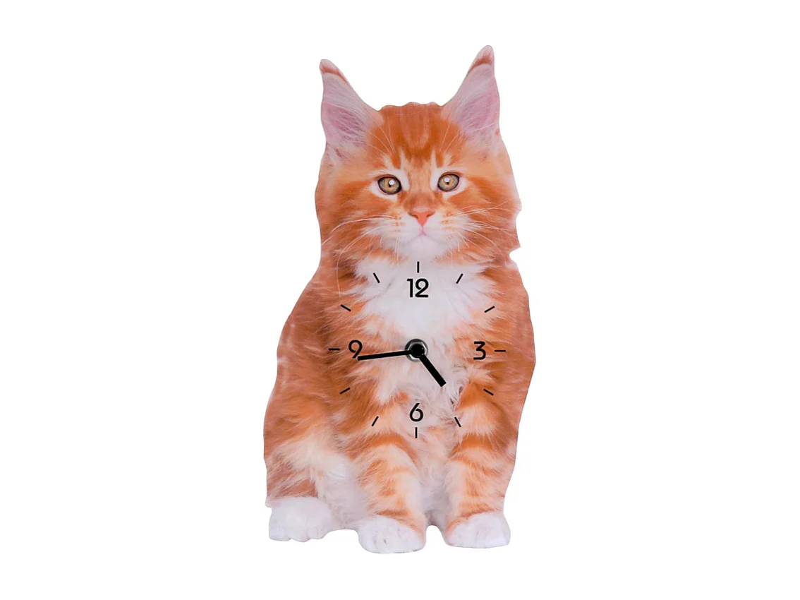 Orologio legno gatto arancione cm 30x16x3