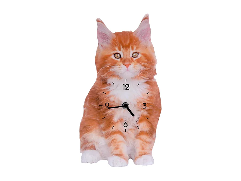 Orologio legno gatto arancione cm 30x16x3