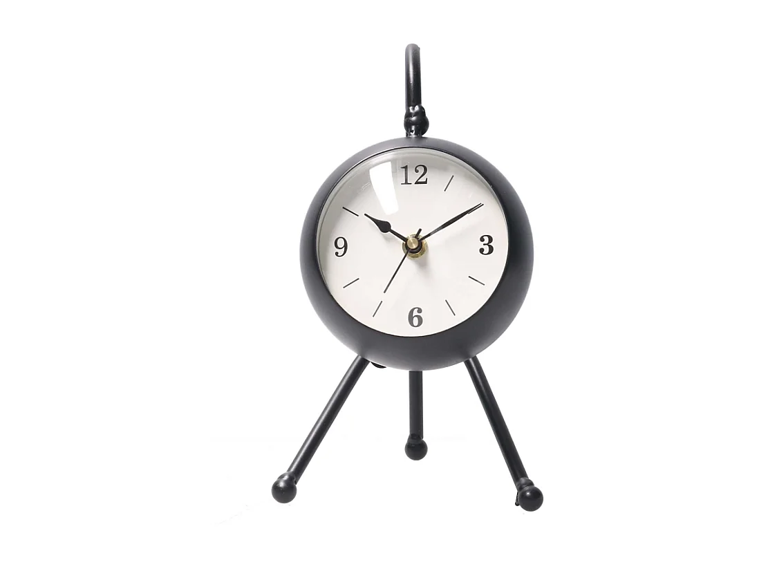 Orologio da tavolo metallo nero quadrante bianco cm12x13h21,5