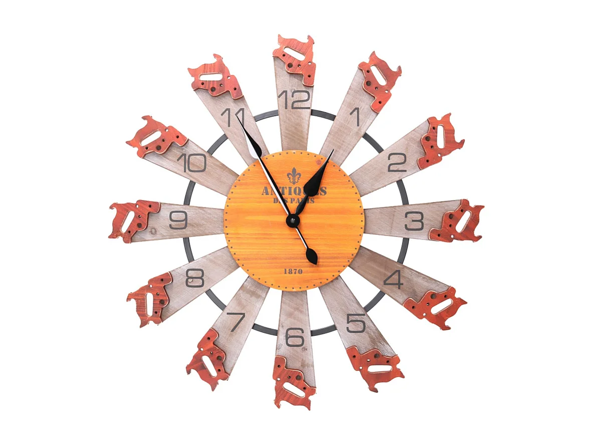 Orologio legno arancione tondo cm ø60,5x4,5