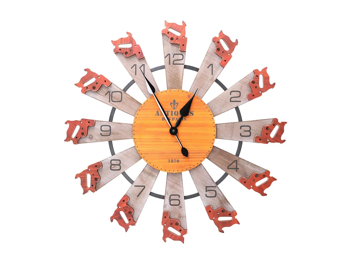 Orologio legno arancione tondo cm ø60,5x4,5