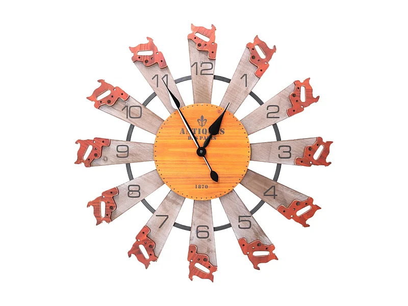 Orologio legno arancione tondo cm ø60,5x4,5