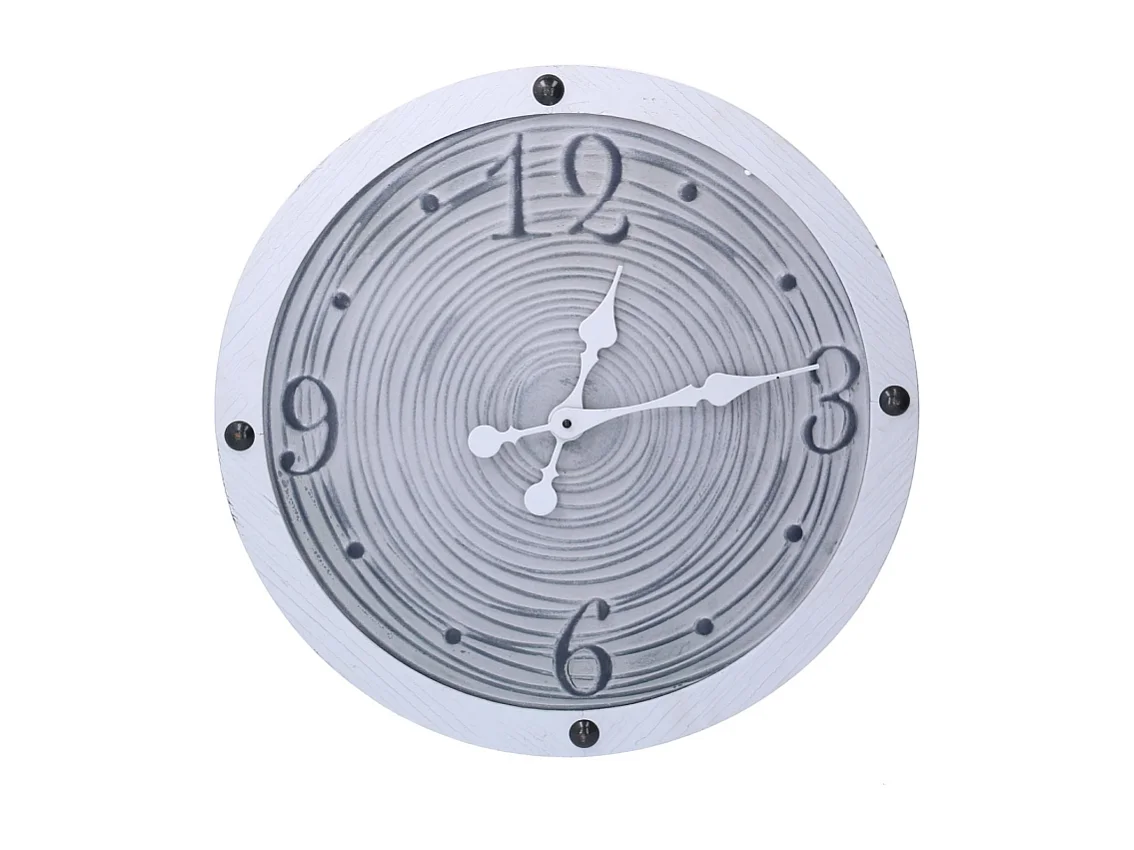 Orologio legno bordo bianco cm ø50x3