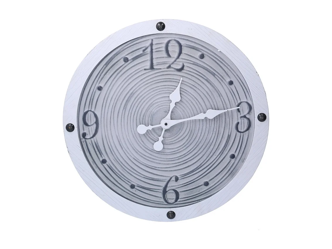 Orologio legno bordo bianco cm ø50x3