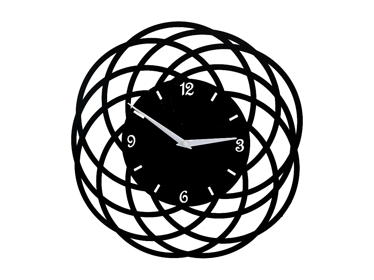 Orologio metallo cerchi nero tondo cm ø40h2