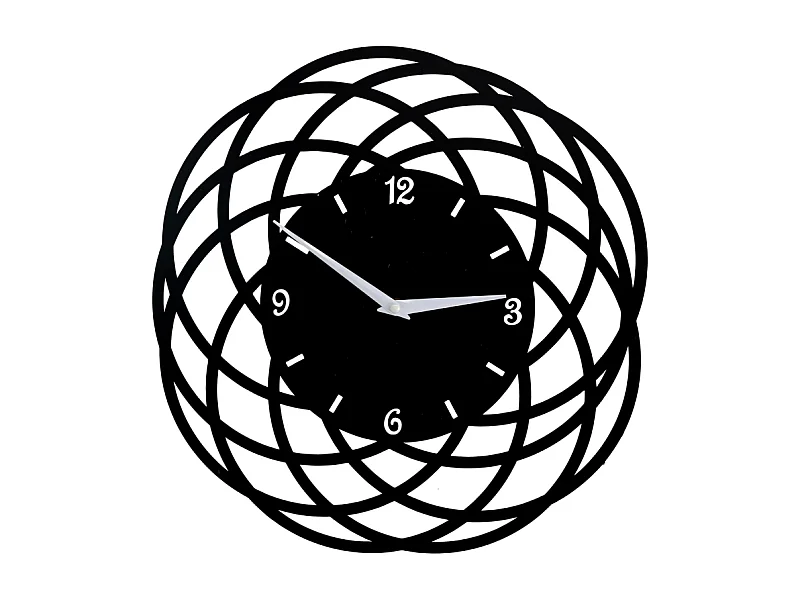 Orologio metallo cerchi nero tondo cm ø40h2