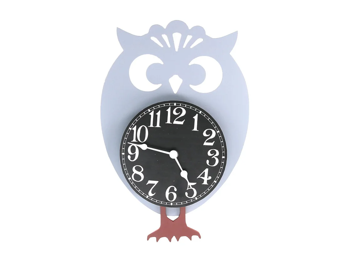 Orologio legno gufo con pendolo bianco cm 31x23,5x6