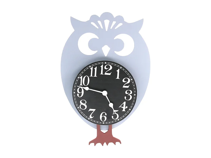 Orologio legno gufo con pendolo bianco cm 31x23,5x6