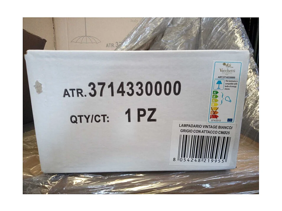 Lampadario metallo vintage bianco/grigio con attacco cmø25