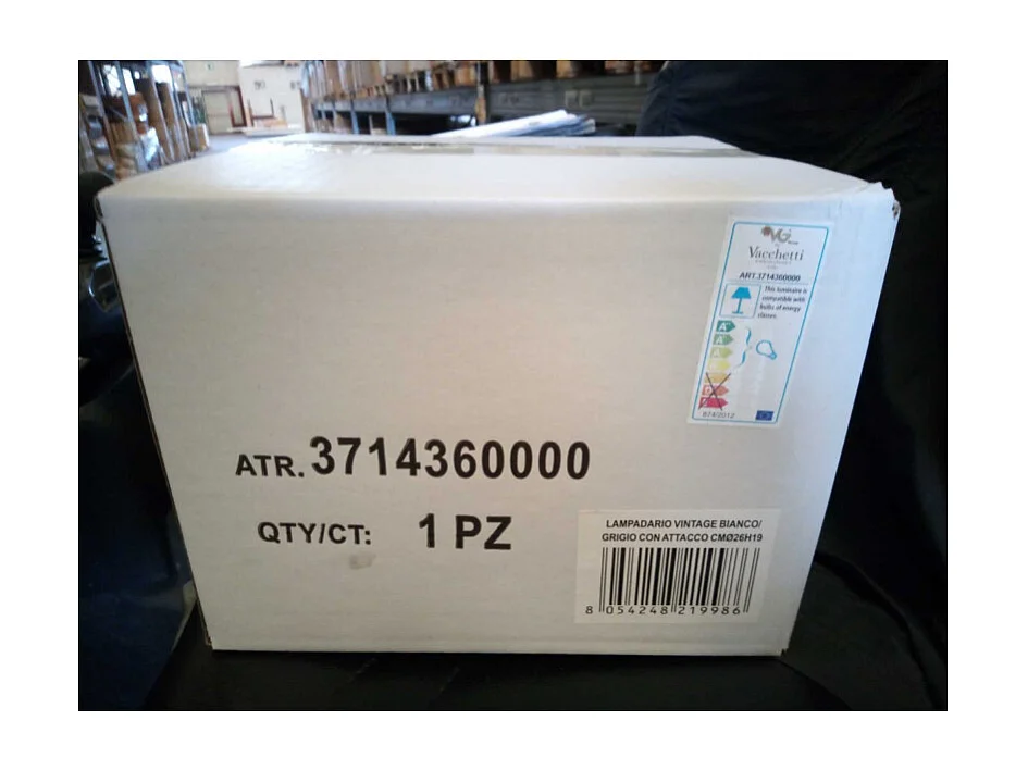Lampadario metallo vintage bianco/grigio con attacco cmø26h19