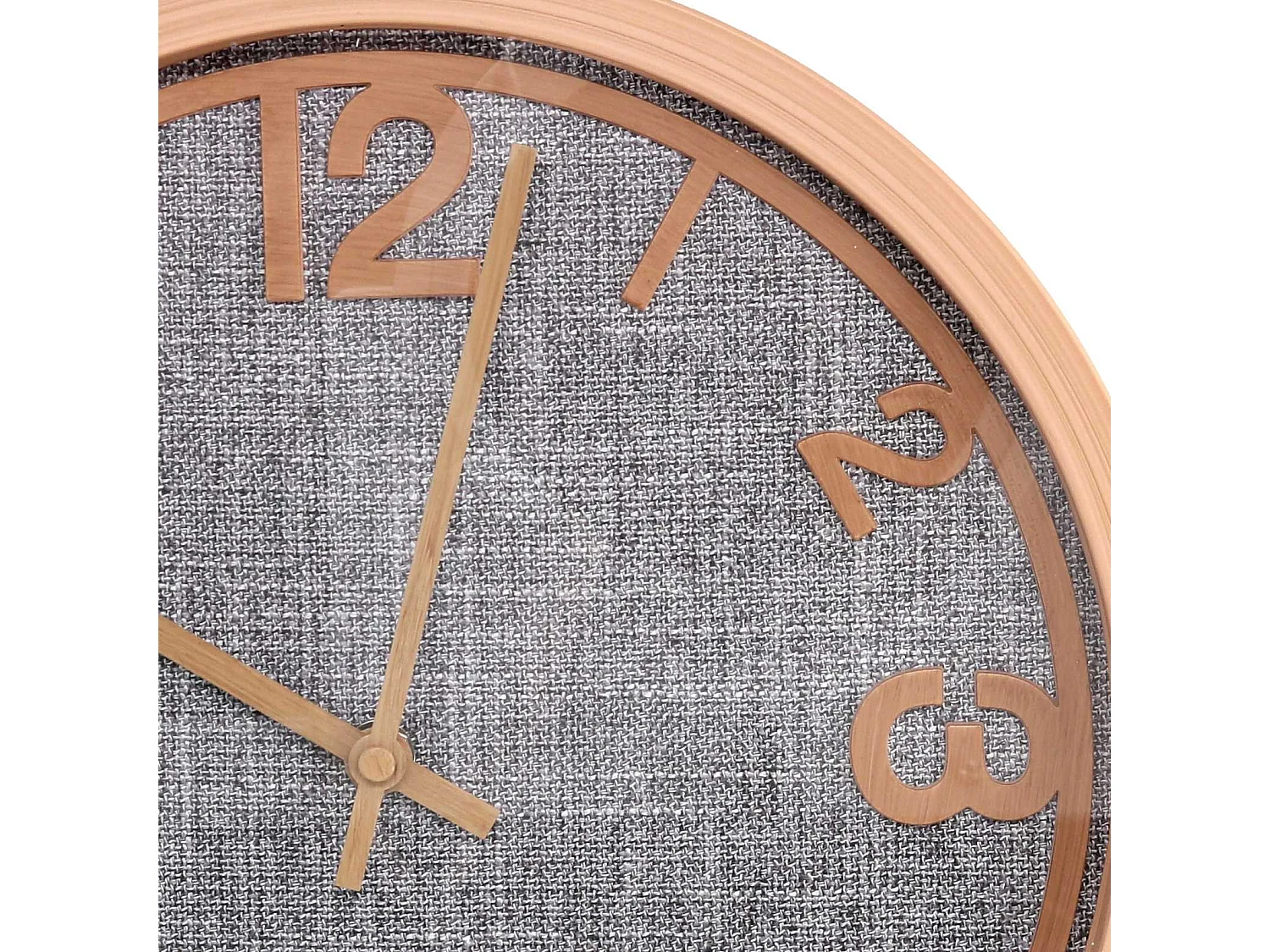 Orologio plastica effetto legno e tessuto grigio tondo cm ø31h4