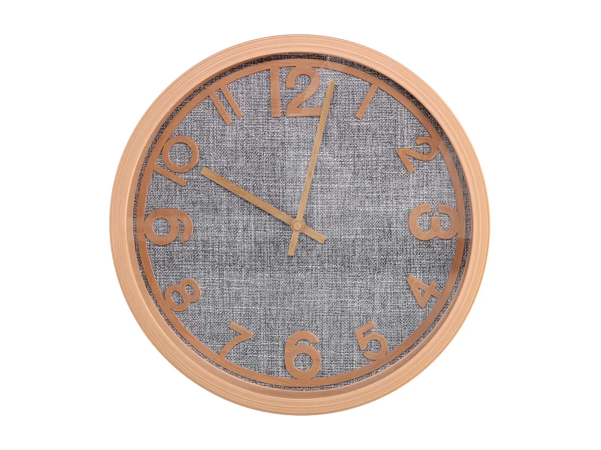 Orologio plastica effetto legno e tessuto grigio tondo cm ø31h4