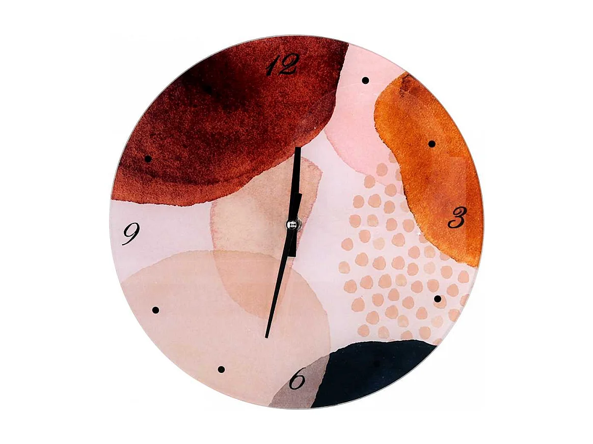 Orologio vetro beige arancione tondo cm ø30x4