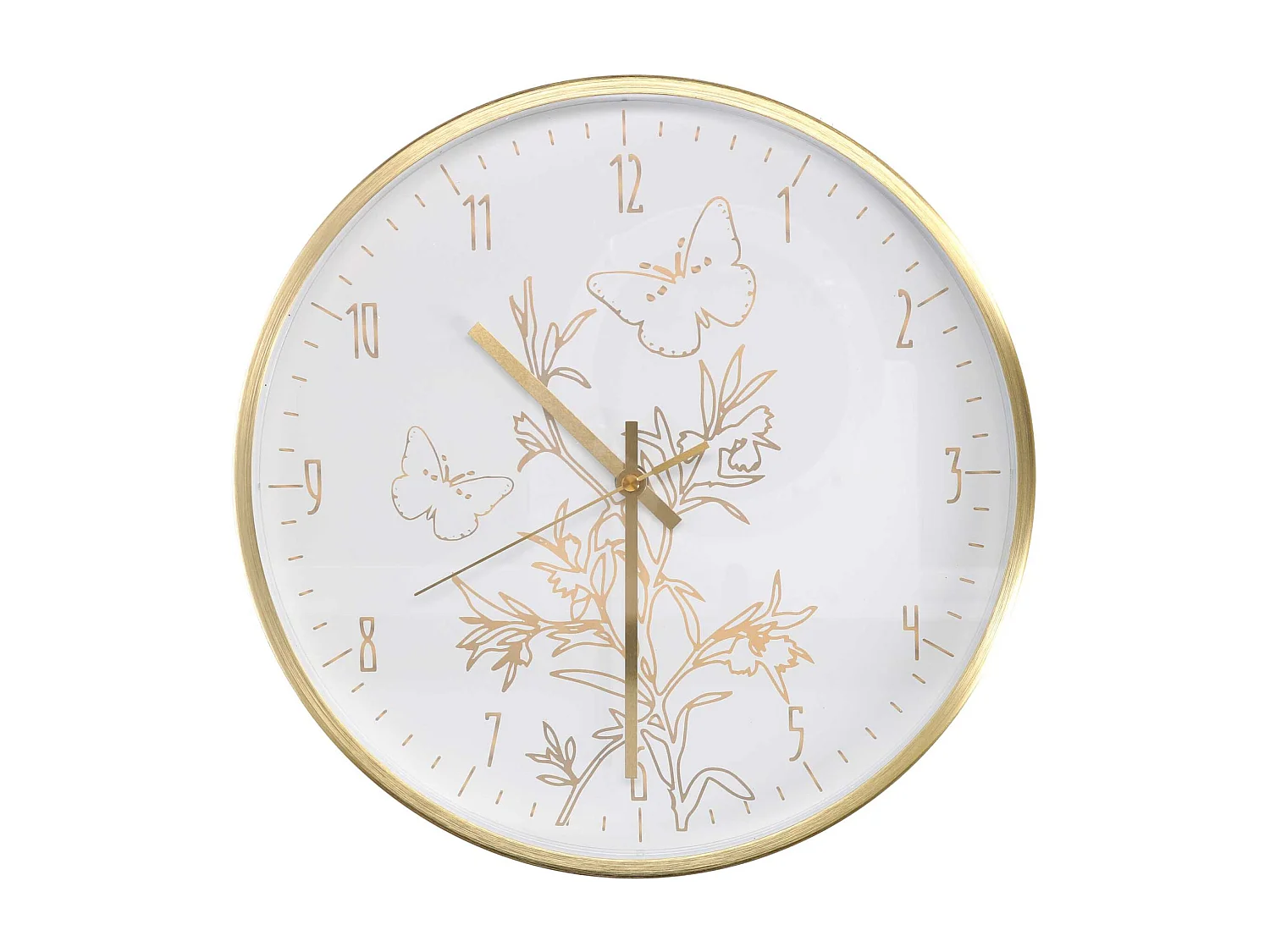 Orologio alluminio farfalle bianco tondo cm ø31,6h4,9