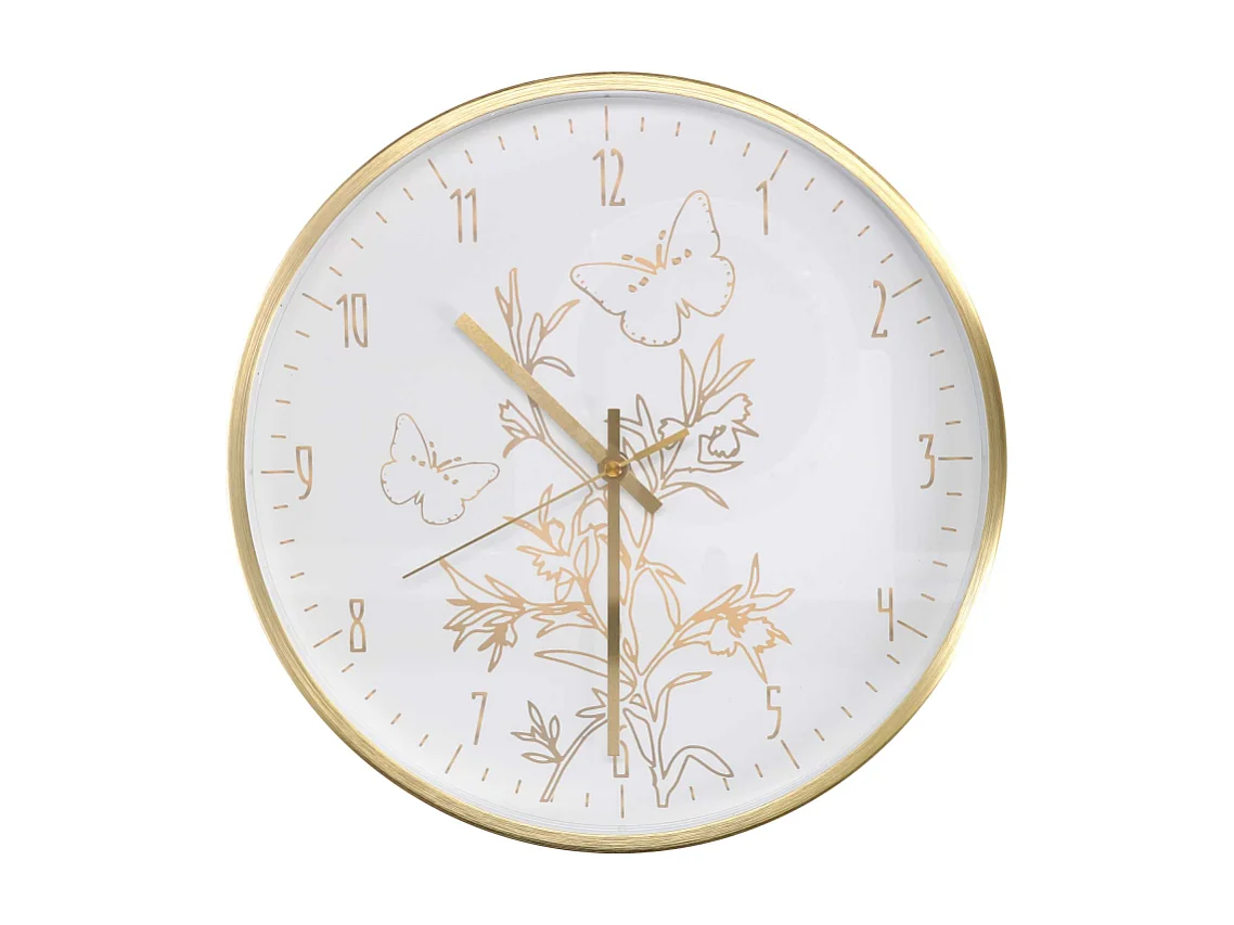 Orologio alluminio farfalle bianco tondo cm ø31,6h4,9