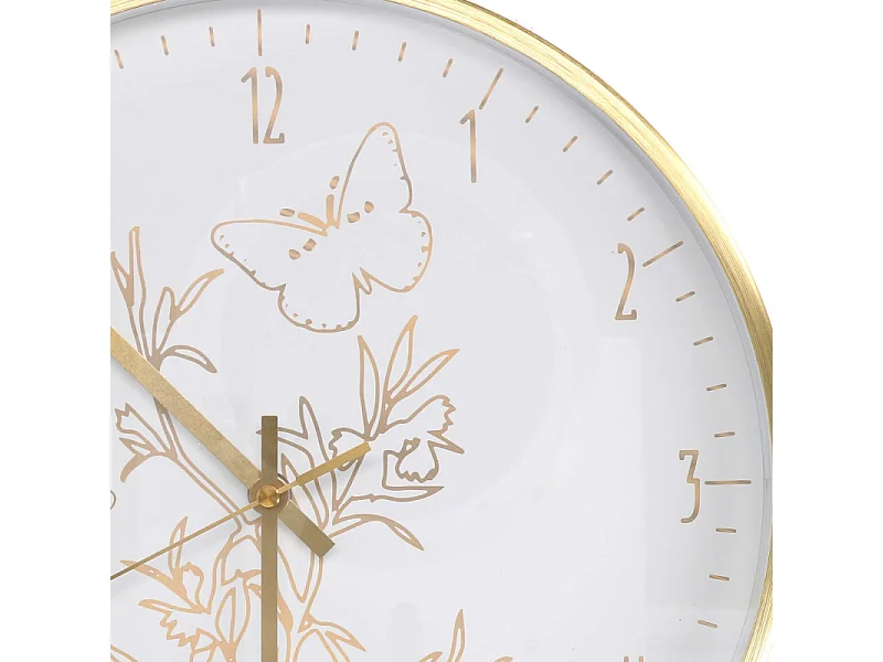 Orologio alluminio farfalle bianco tondo cm ø31,6h4,9
