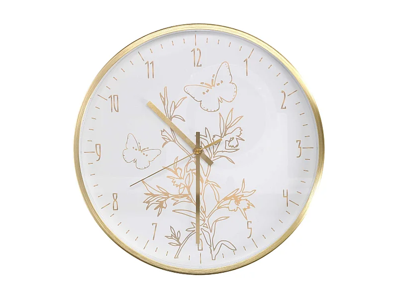 Orologio alluminio farfalle bianco tondo cm ø31,6h4,9