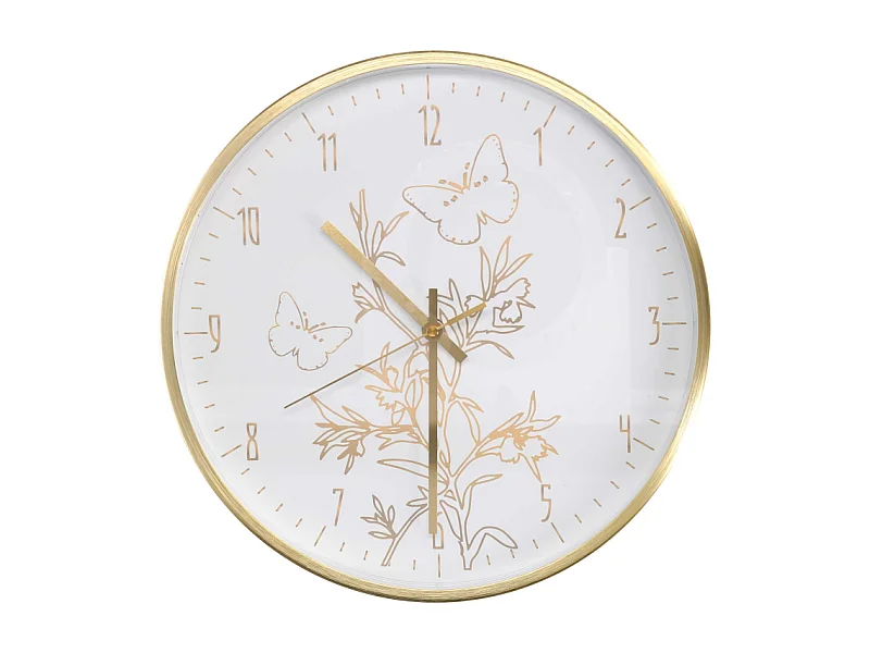 Orologio alluminio farfalle bianco tondo cm ø31,6h4,9