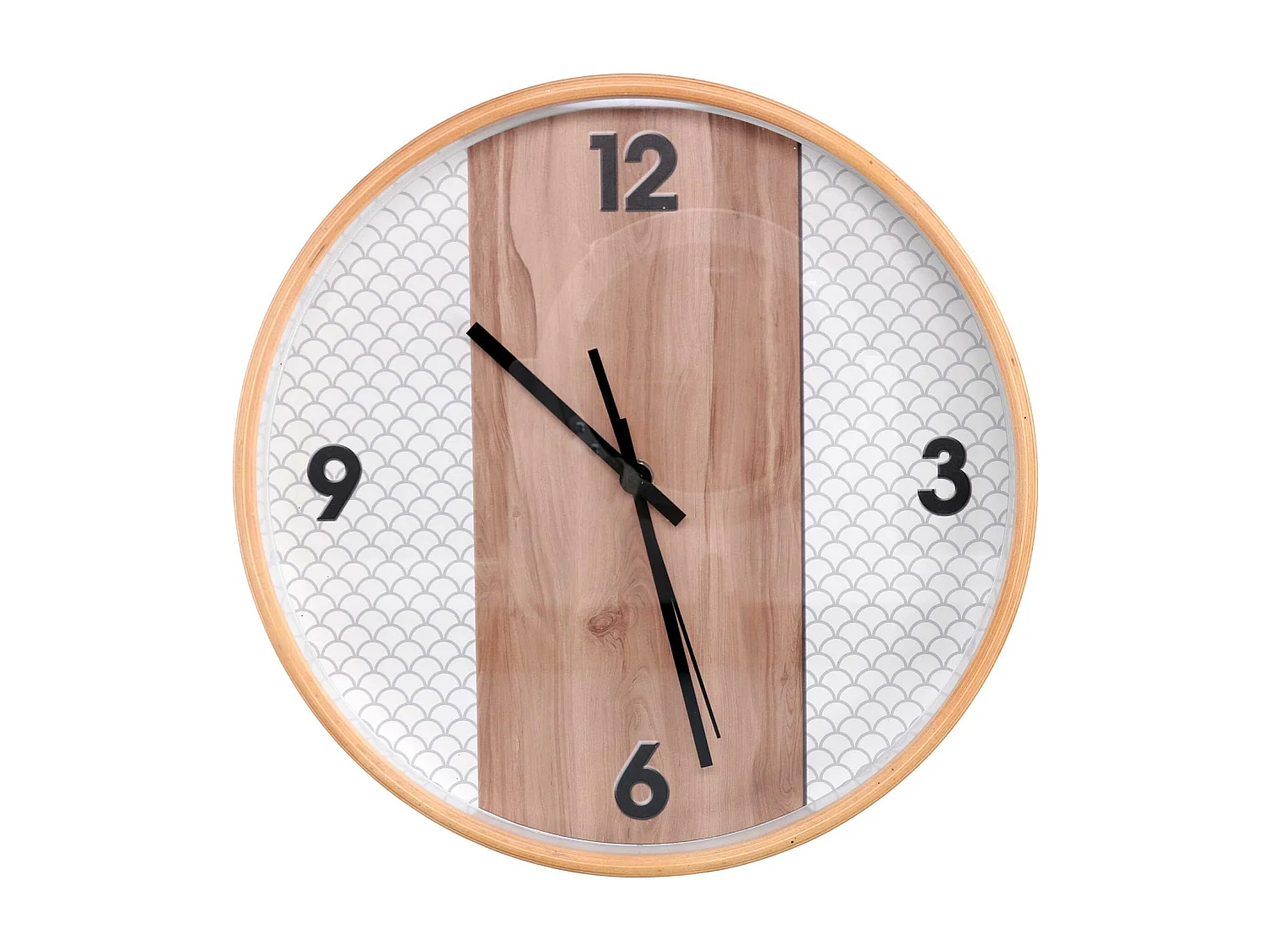 Orologio legno naturale e bianco tondo cm ø32h4,8