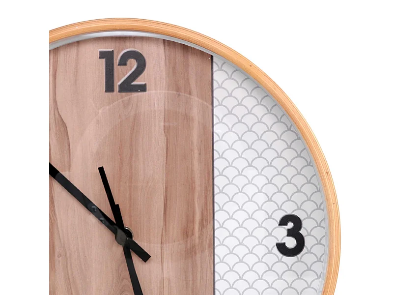 Orologio legno naturale e bianco tondo cm ø32h4,8