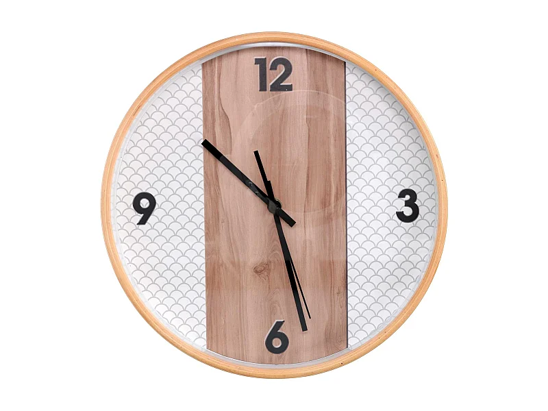 Orologio legno naturale e bianco tondo cm ø32h4,8