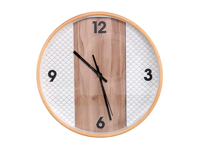 Orologio legno naturale e bianco tondo cm ø32h4,8