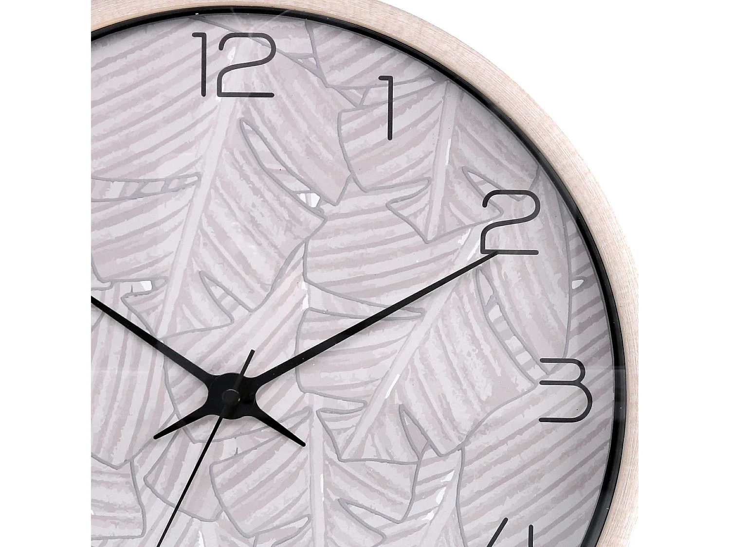 Orologio plastica foglie beige tondo cm ø32h4,8