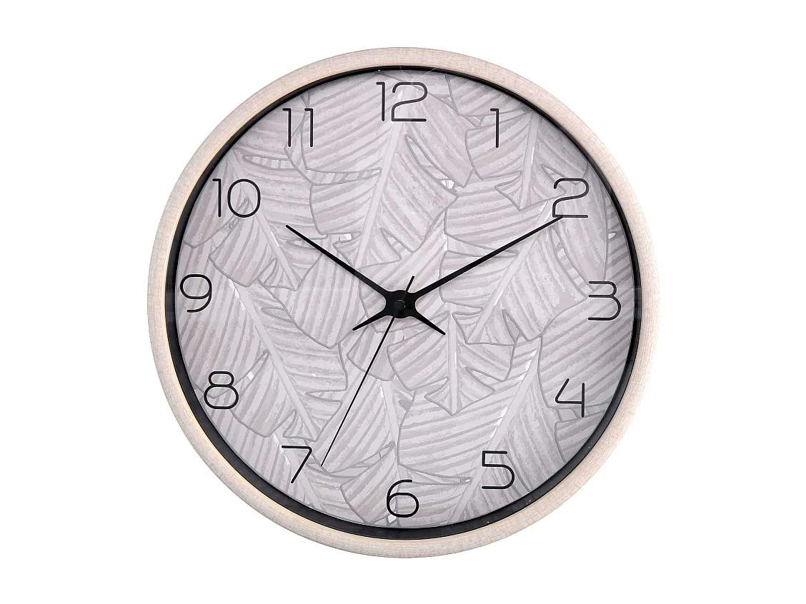 Orologio plastica foglie beige tondo cm ø32h4,8