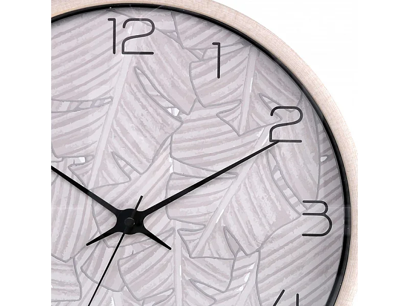 Orologio plastica foglie beige tondo cm ø32h4,8