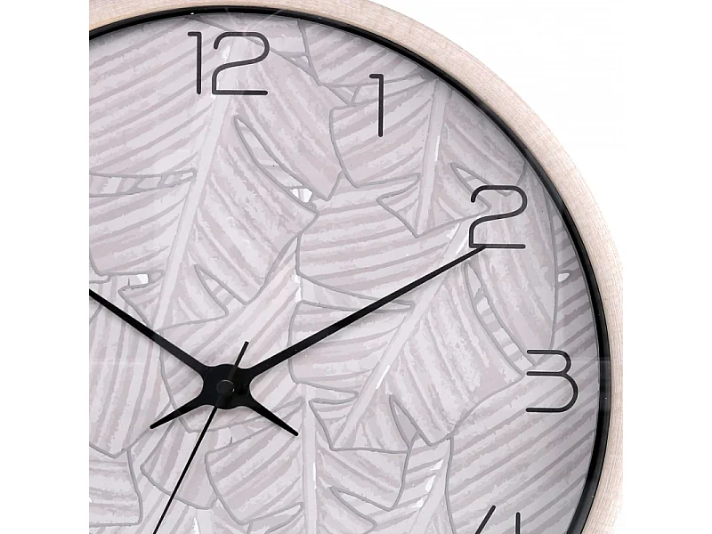 Orologio plastica foglie beige tondo cm ø32h4,8