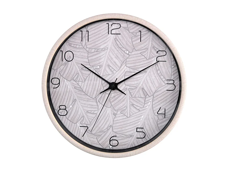 Orologio plastica foglie beige tondo cm ø32h4,8