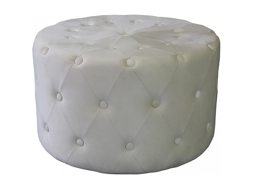 POUF ROTONDO IN VELLUTO BEIG