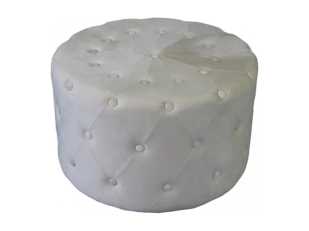 POUF ROTONDO IN VELLUTO BEIG