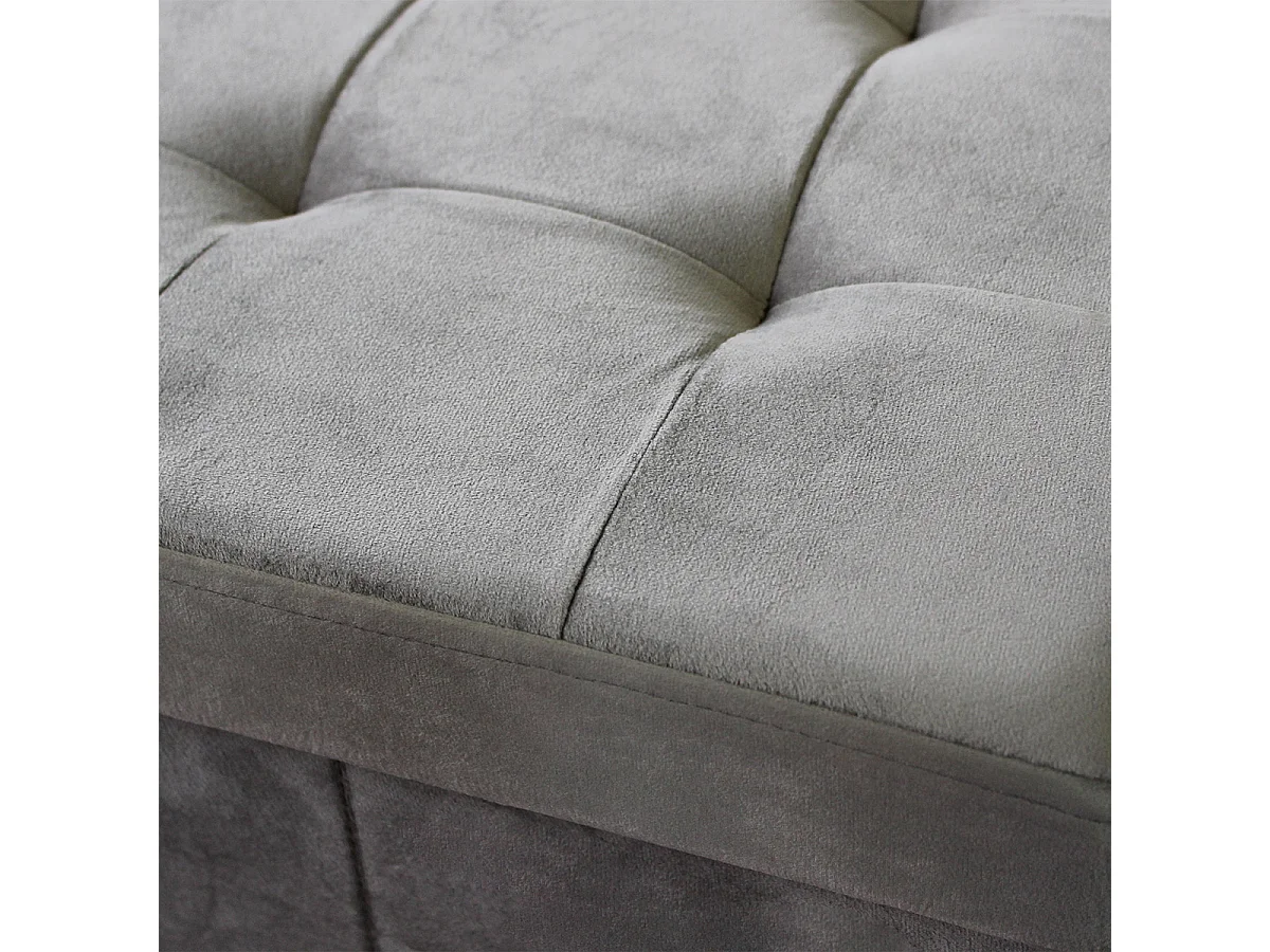 Pouf coffre carré en velours pour salon - Gris tourterelle