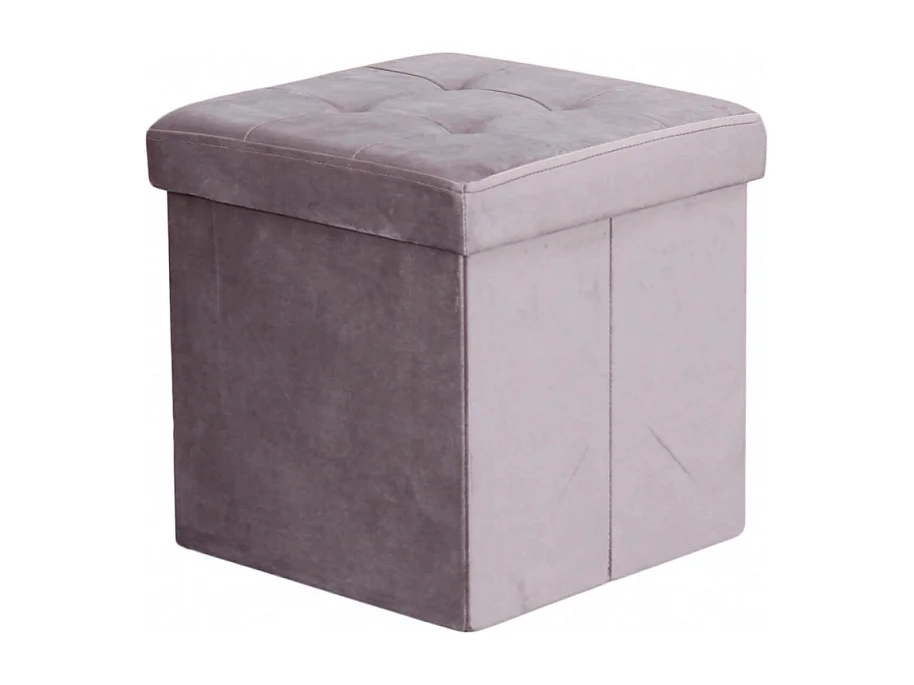 POUF CONTENITORE QUADRATO IN VELLUTO TORTORA