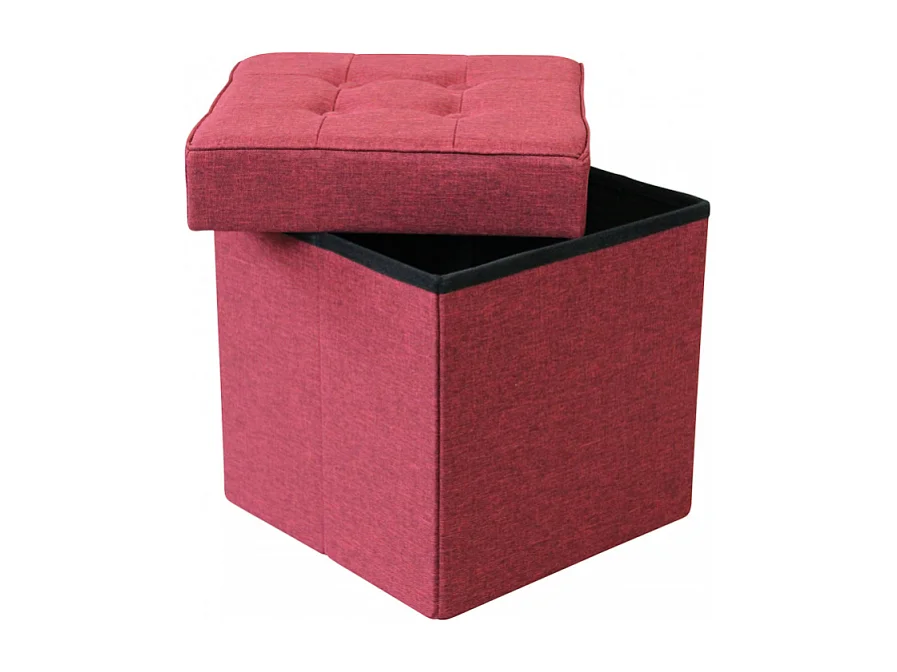 POUF CONTENITORE QUADRATO IN STOFFA BORDEAUX