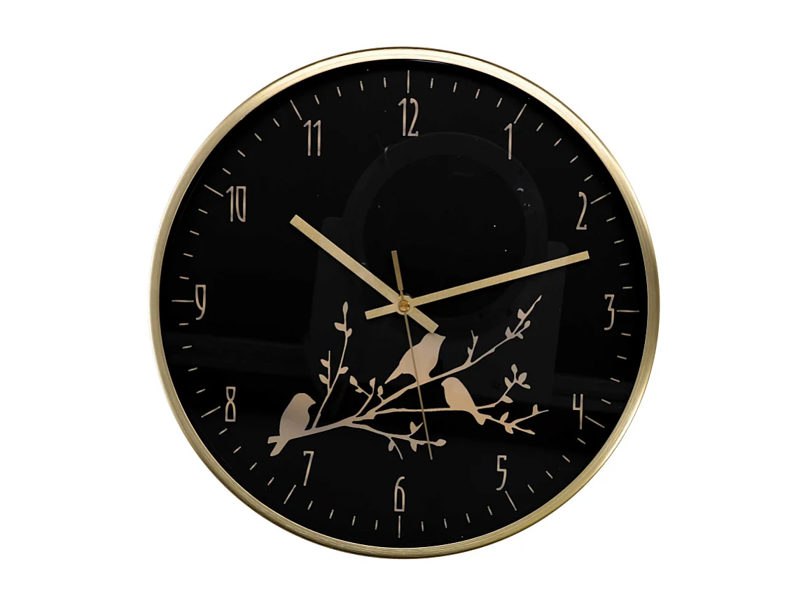 Orologio alluminio ramo nero tondo cm ø31,6h4,9