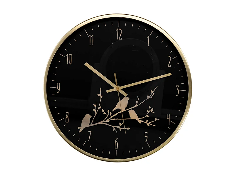 Orologio alluminio ramo nero tondo cm ø31,6h4,9