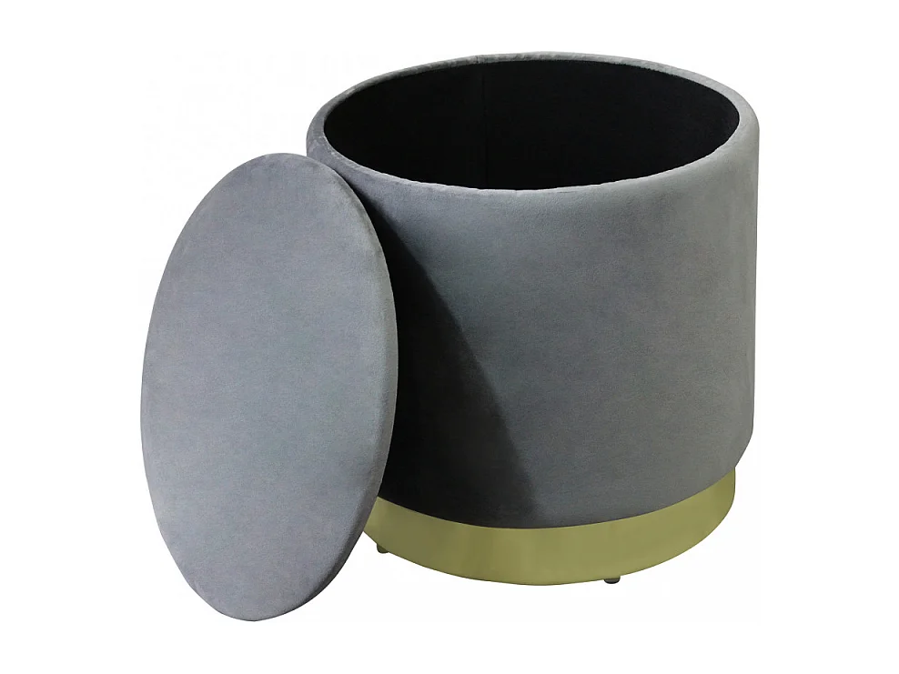 POUF CONTENITORE ROTONDO IN VELLUTO GRIGIO SCURO