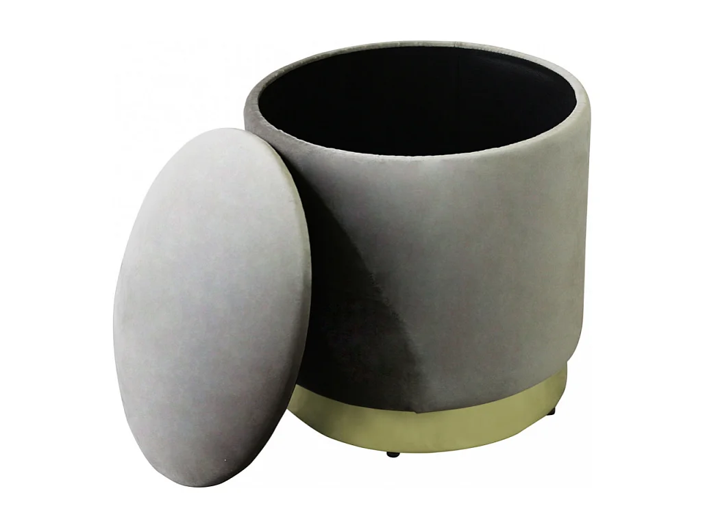 POUF CONTENITORE ROTONDO IN VELLUTO TORTORA