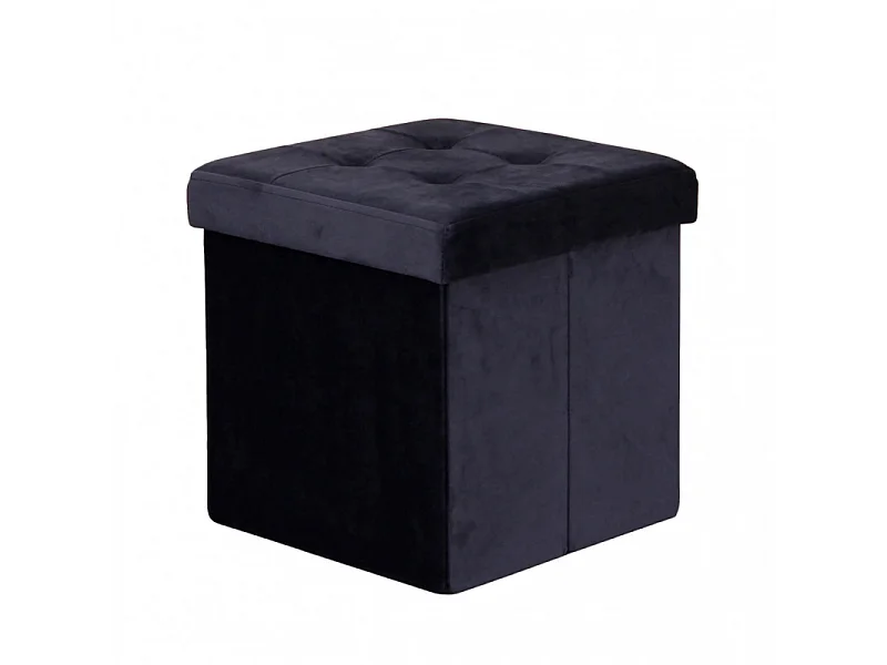 POUF CONTENITORE QUADRATO IN VELLUTO NERO