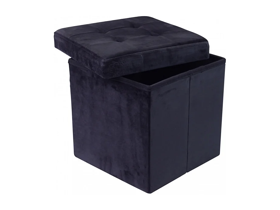 POUF CONTENITORE QUADRATO IN VELLUTO NERO