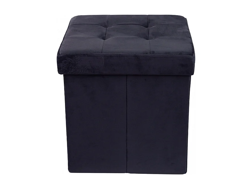 POUF CONTENITORE QUADRATO IN VELLUTO NERO