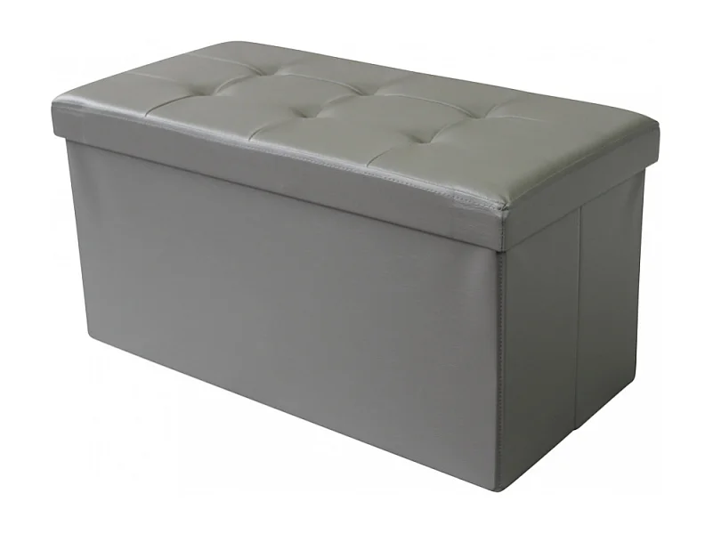 POUF CONTENITORE RETTANGOLARE IN ECOPELLE GRIGIO
