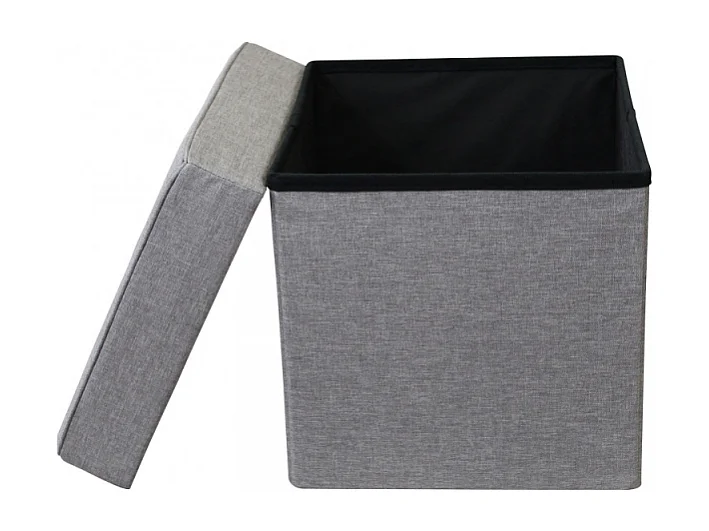 POUF CONTENITORE QUADRATO IN STOFFA GRIGIO