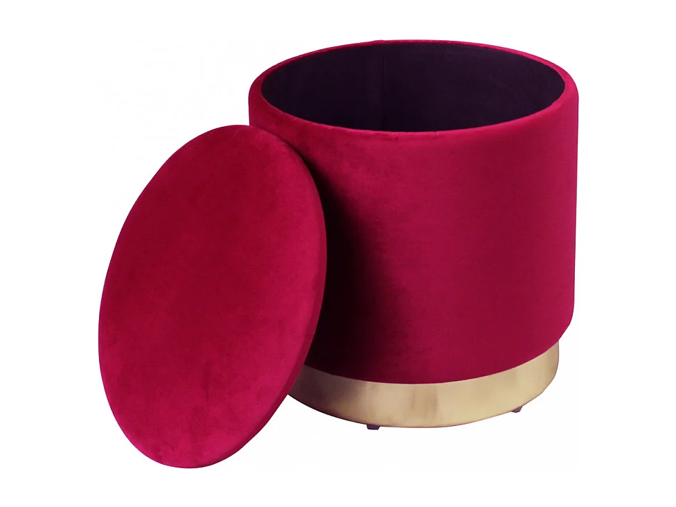 POUF CONTENITORE ROTONDO IN VELLUTO BORDEAUX