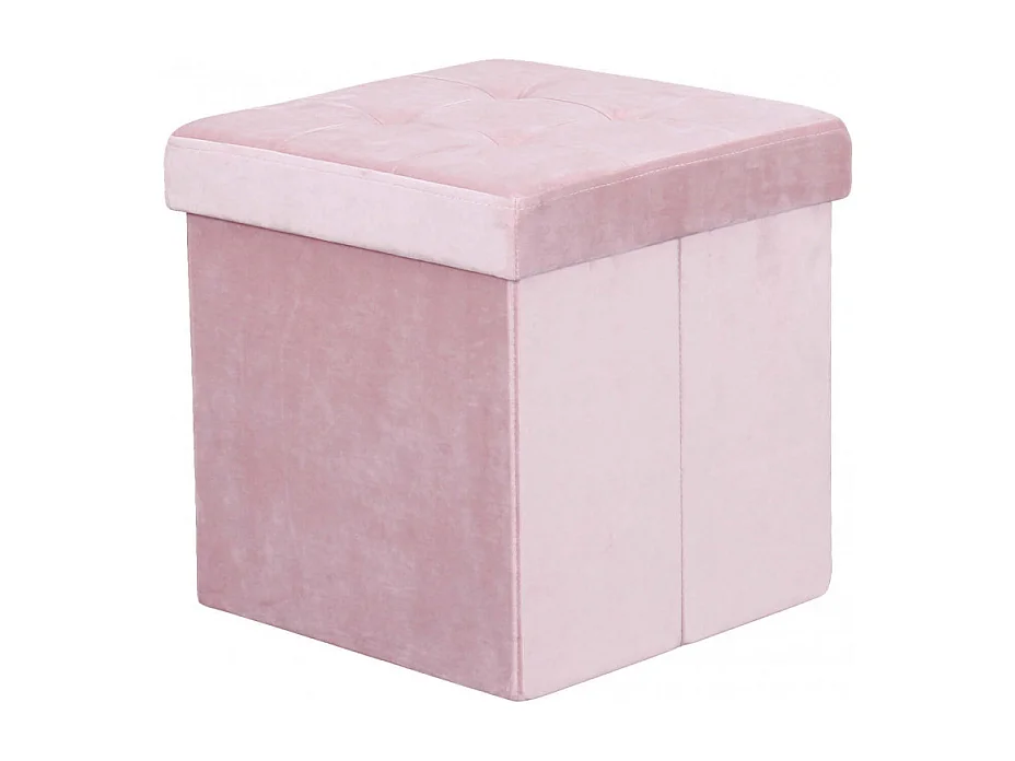 POUF CONTENITORE QUADRATO IN VELLUTO ROSA