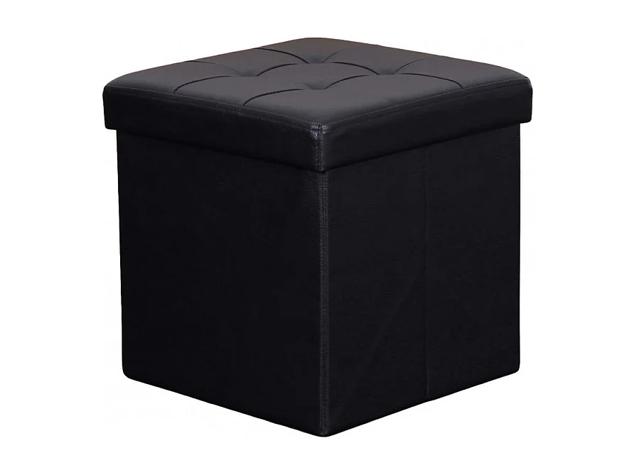 POUF CONTENITORE QUADRATO IN ECOPELLE NERO