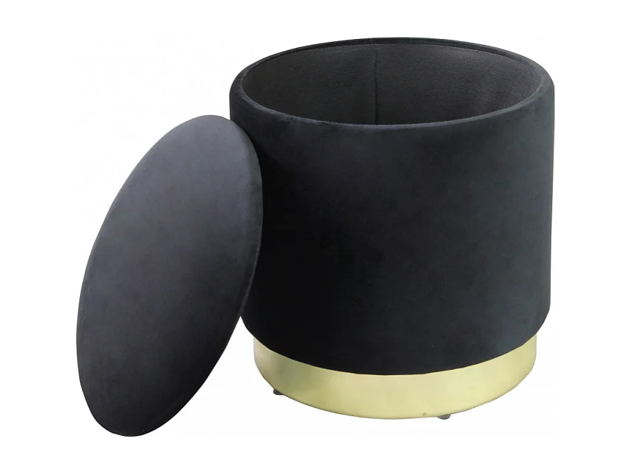 POUF CONTENITORE ROTONDO IN VELLUTO NERO