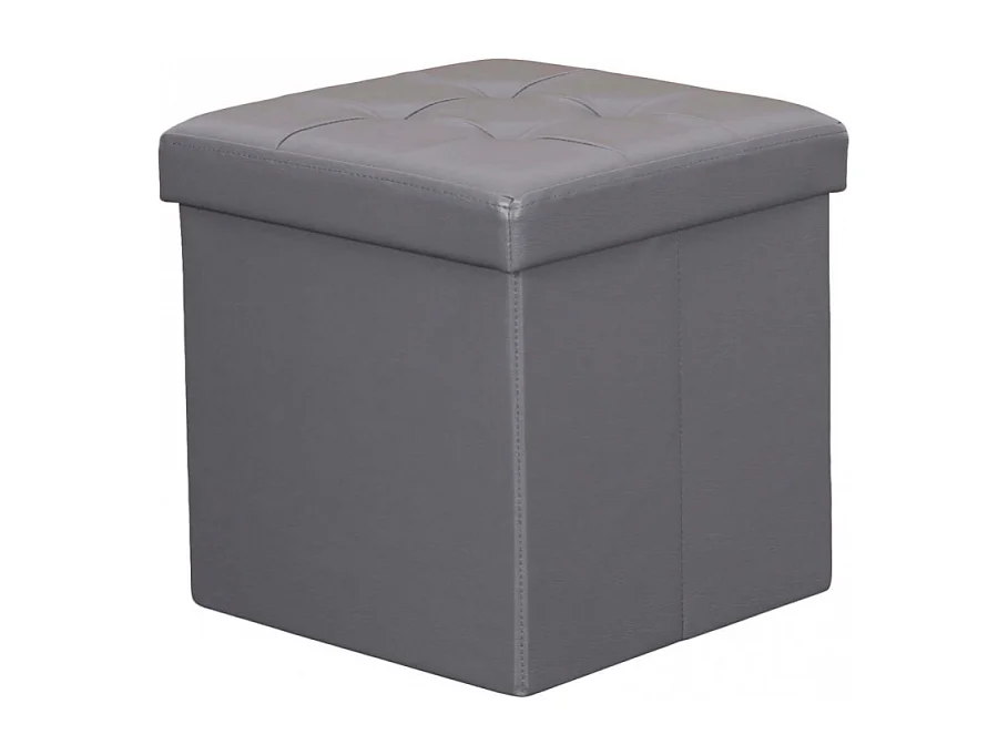 POUF CONTENITORE QUADRATO IN ECOPELLE GRIGIO